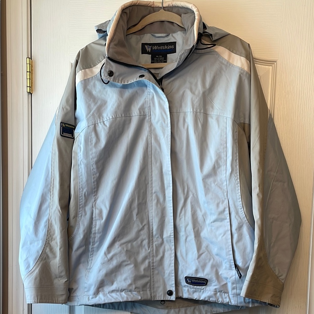 💚 Water Resistant Blue and Gray Rain Jacket 💚